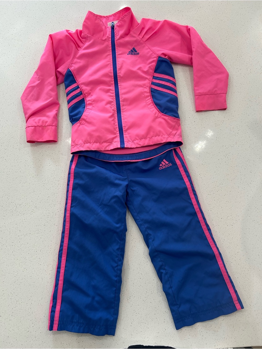 adidas Girls Pink and Blue Kids Dance Tracksuit